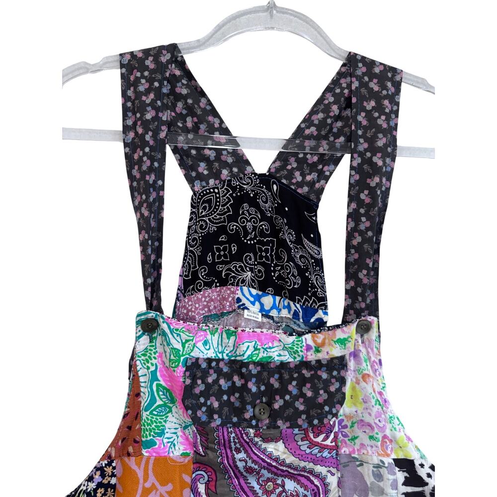 Patchwork Overalls Boho Wide Leg Jumpsuit Festival Western Cottagecore S/M - Picture 5 of 12